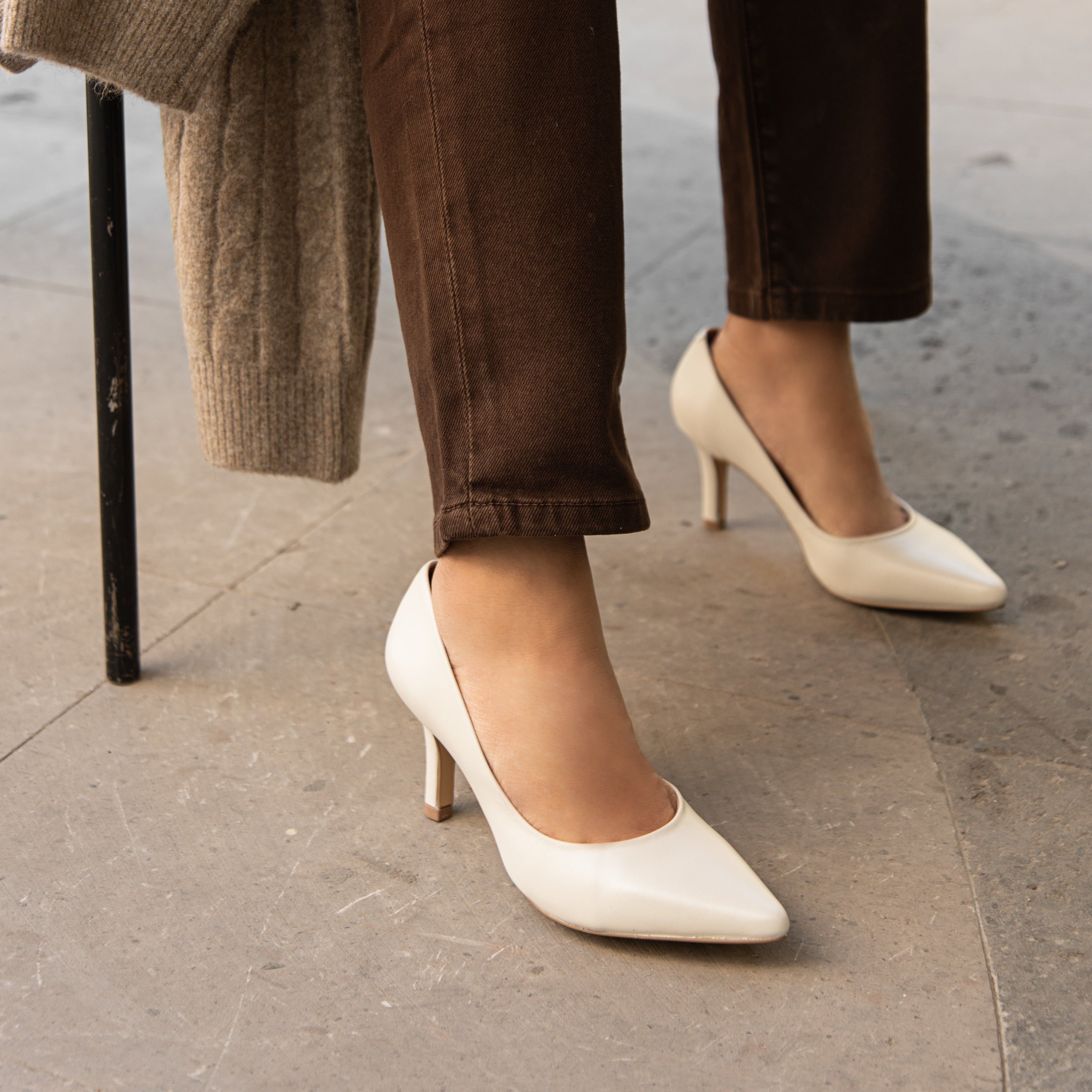 Zapatilla GLAM piel blanco perla