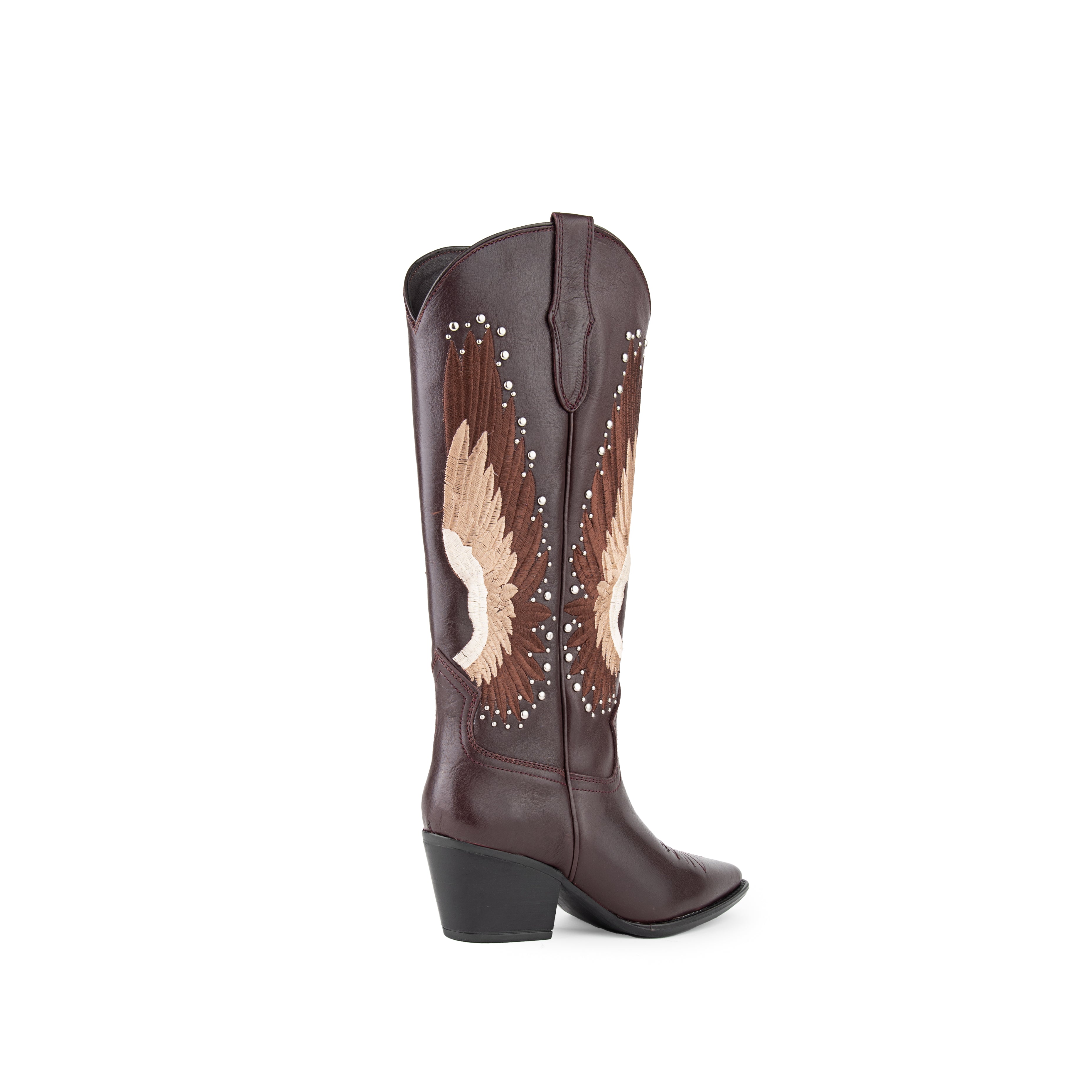 Bota Stella bordada piel black cherry