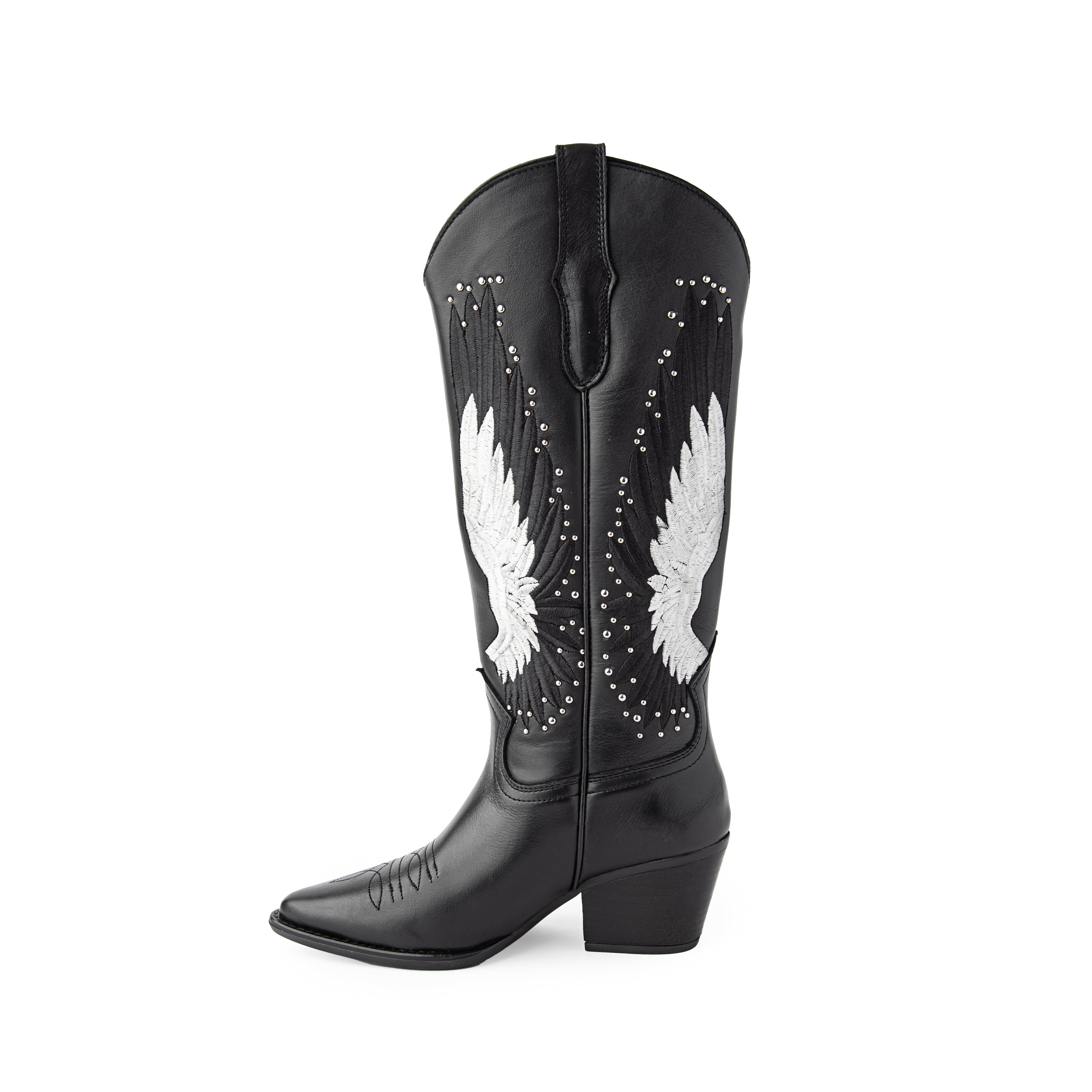 Bota Stella bordada piel negro