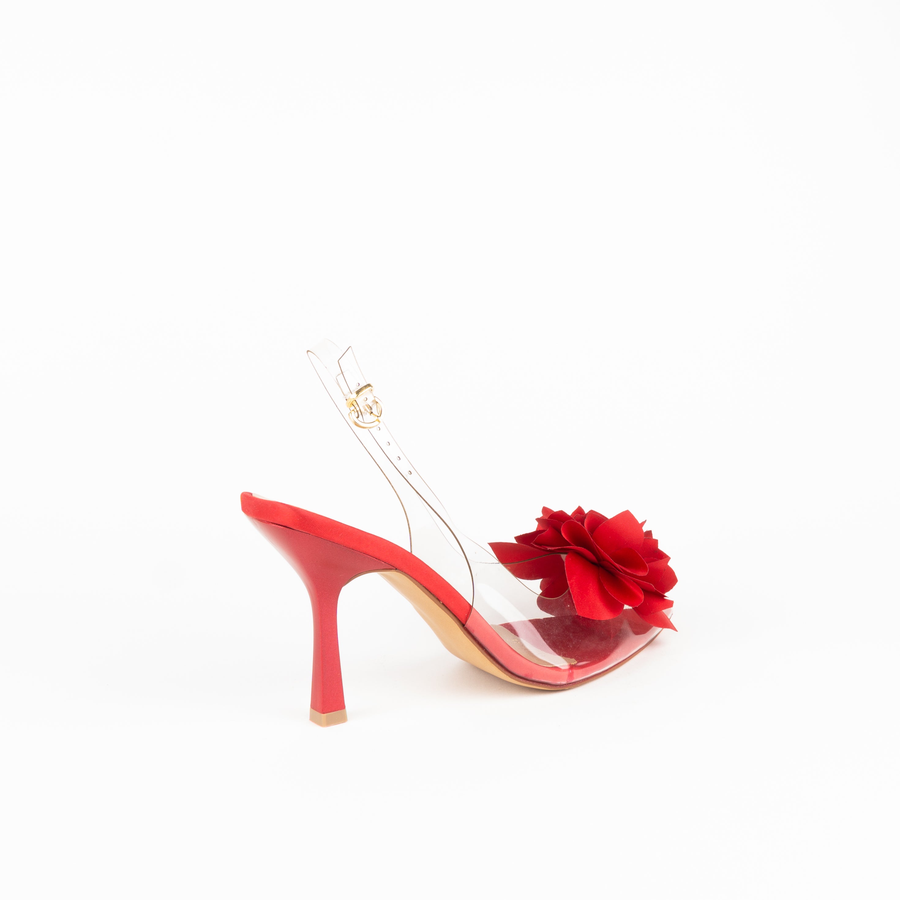 Zapatilla SI UNA VEZ flor rojo
