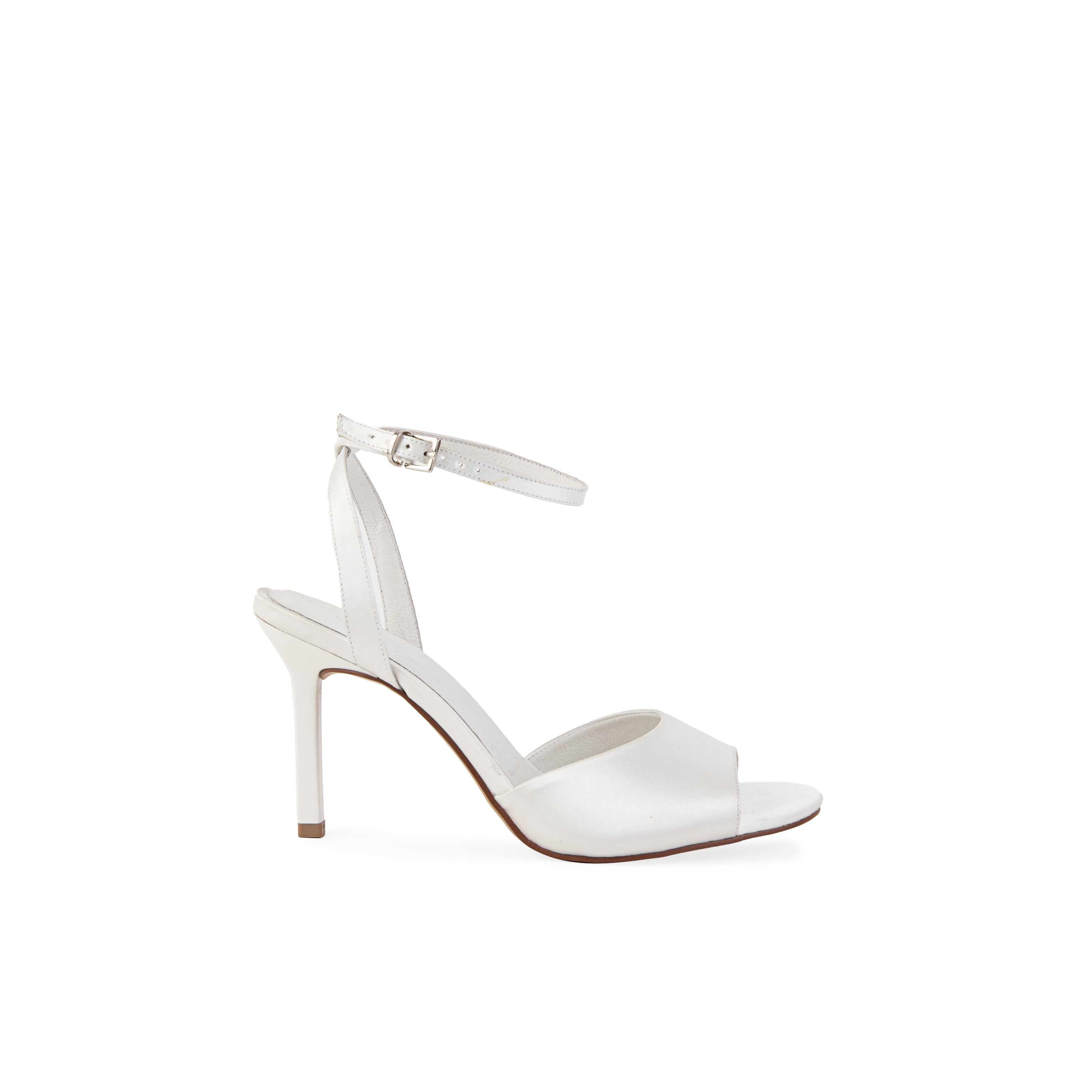 Sandalia tacón alto SKY razo blanco perla