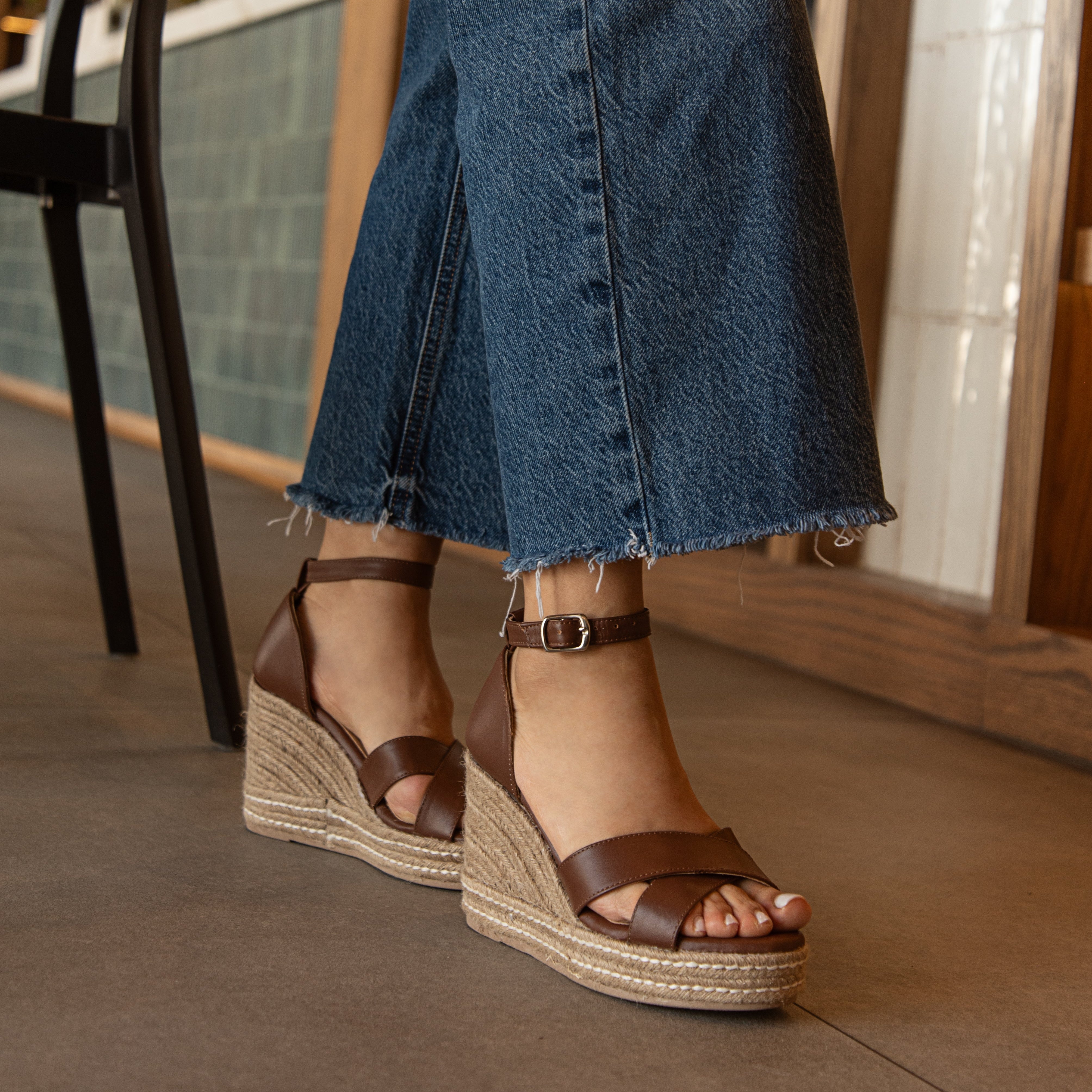 Alpargata SIRENA piel cafe