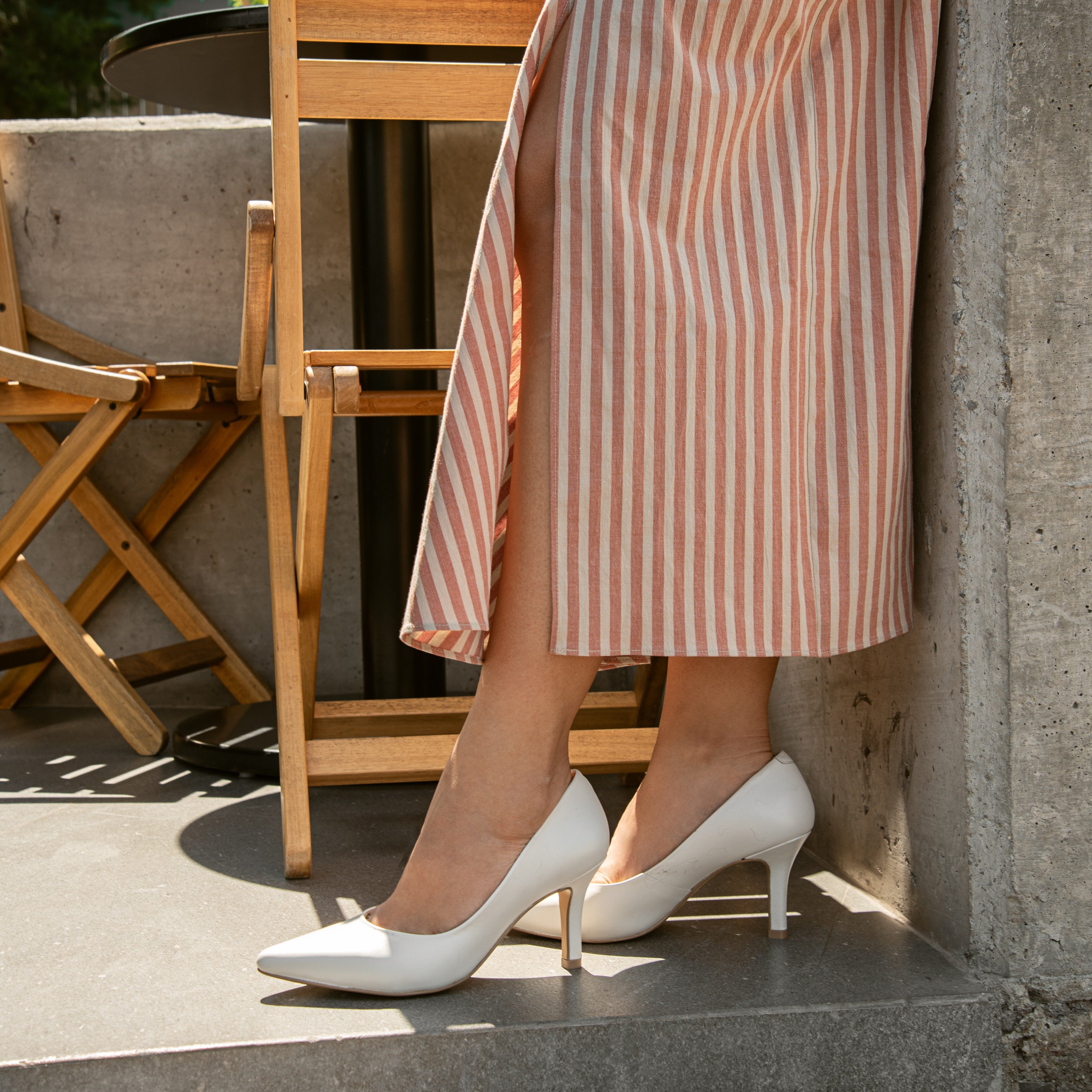 Zapatilla GLAM piel blanco perla