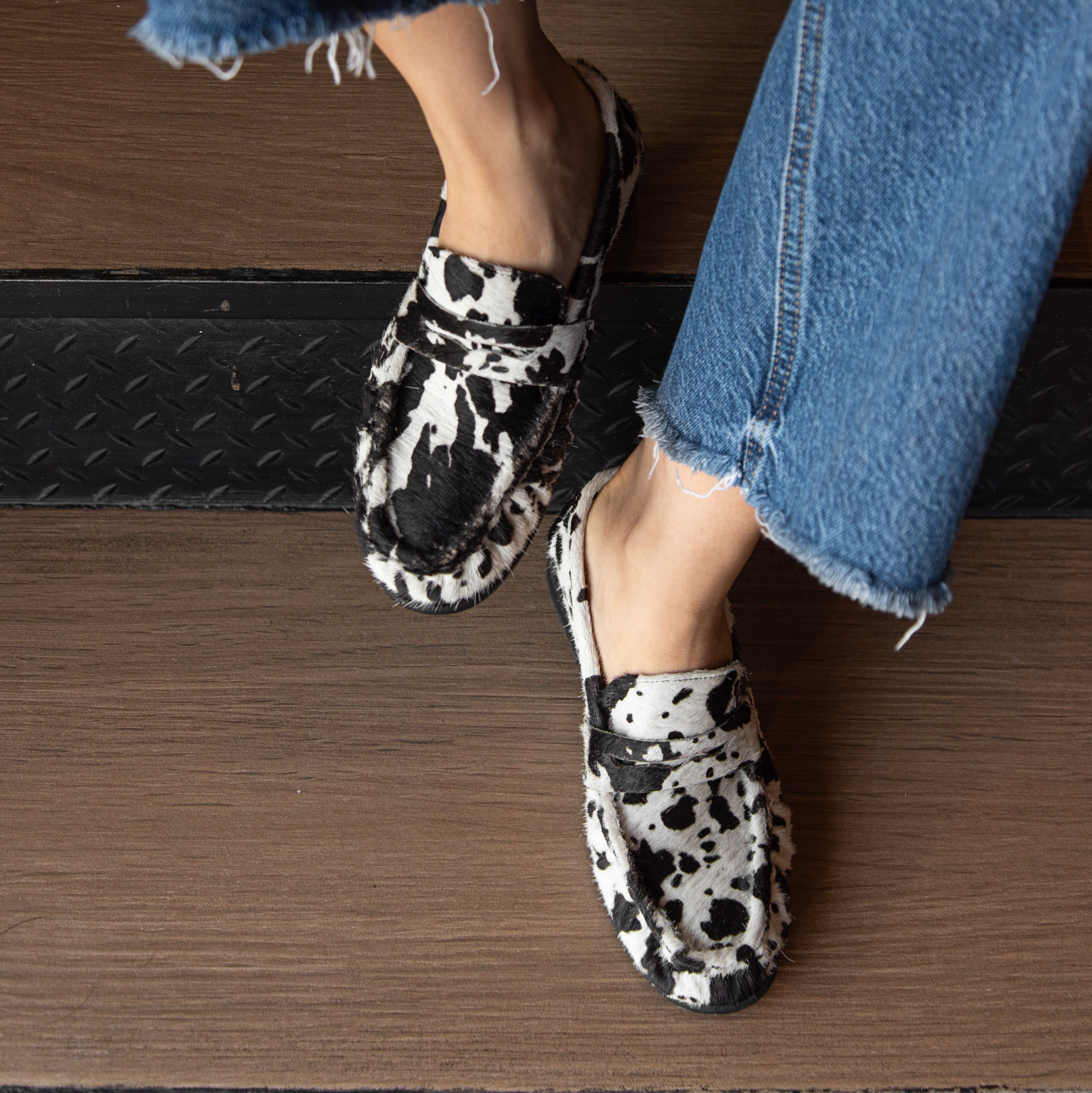 Mocasin LUCCA pelo negro blanco