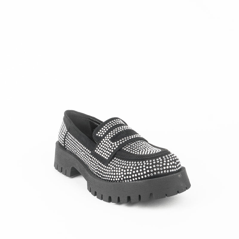 Mocasin GRISI piedras plata